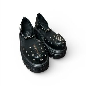 Chic Black Studded Platform Shoes